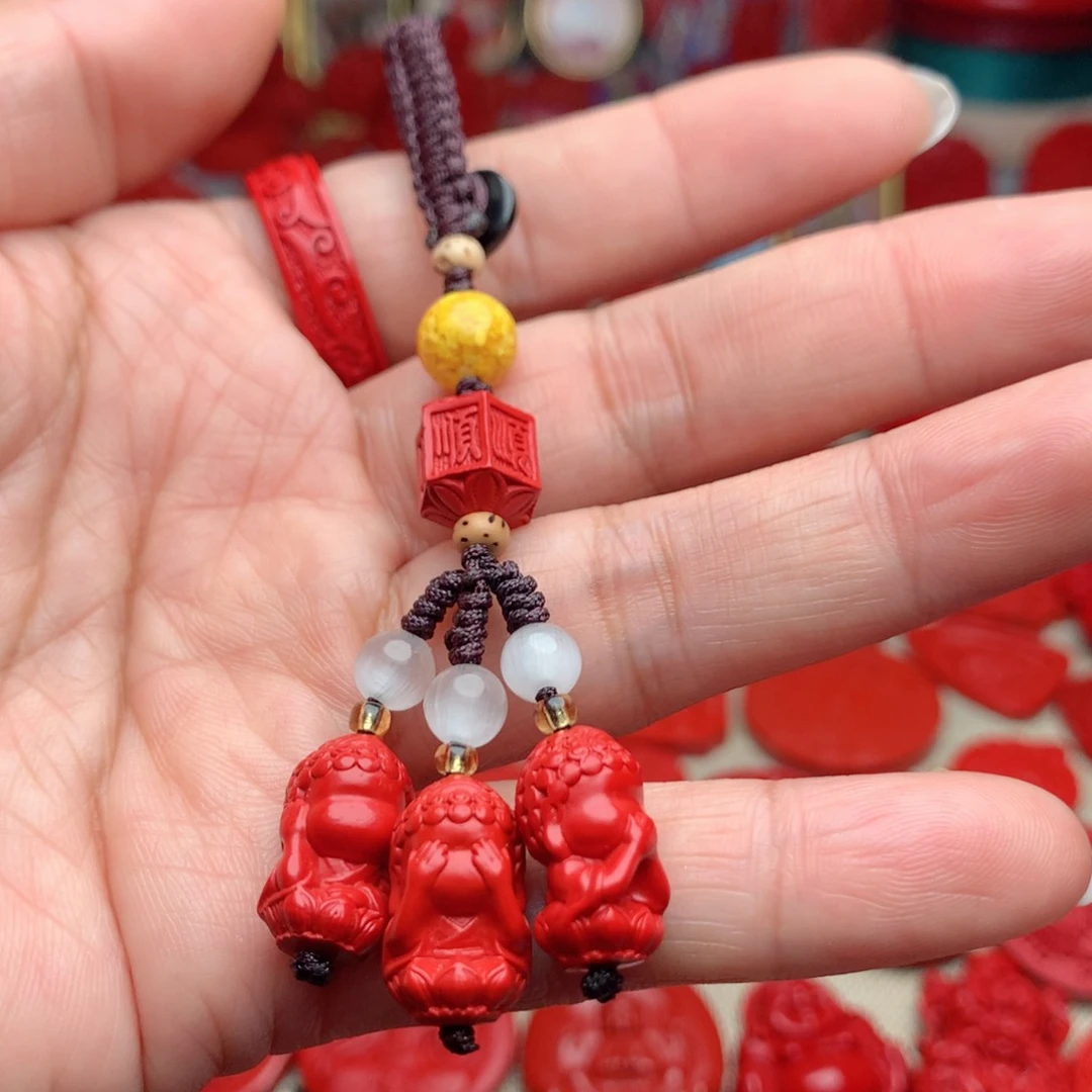 天然辰砂工艺品朱砂钥匙扣