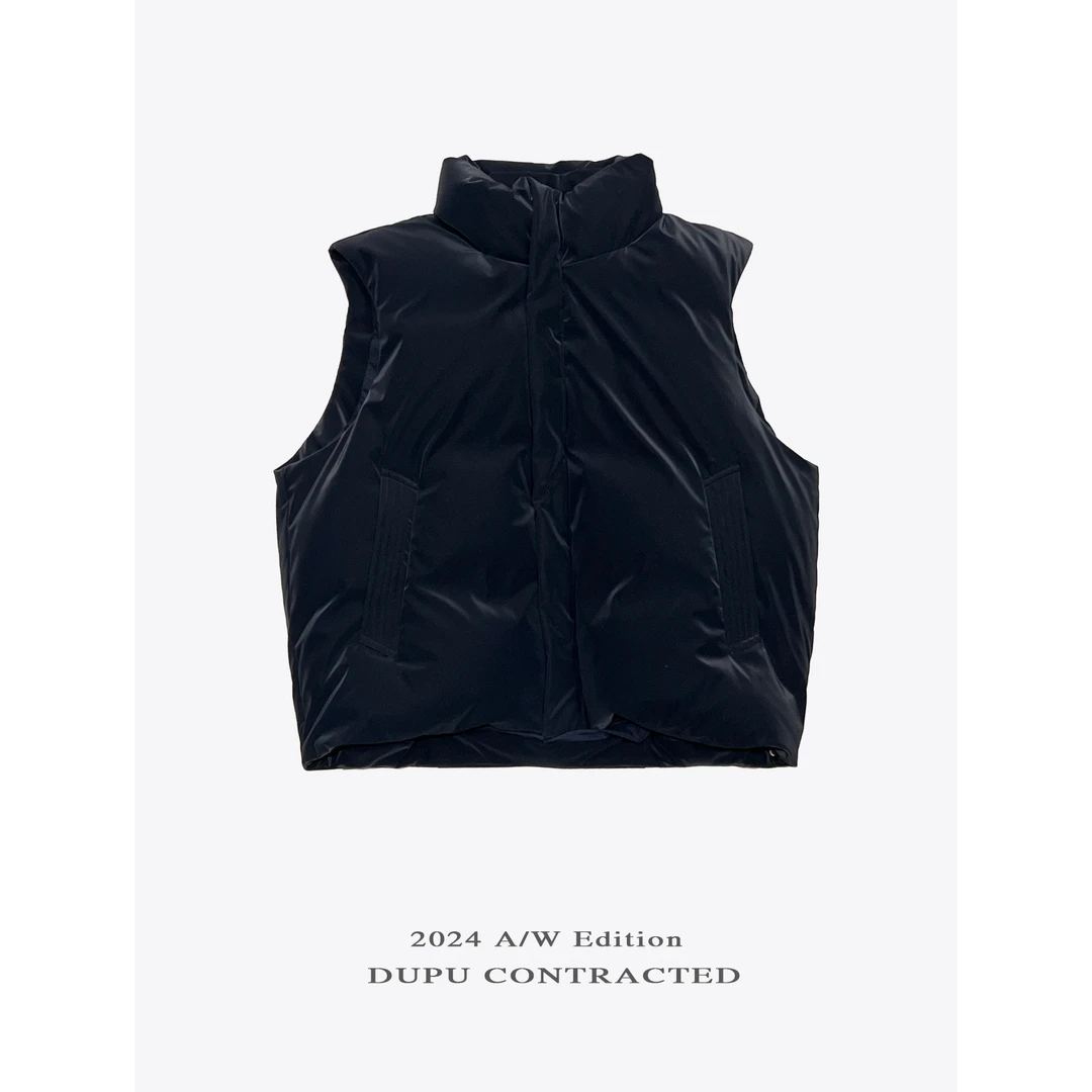 DUPU 黑标 90白鹅绒/定制仿皮革素材立领羽绒马甲