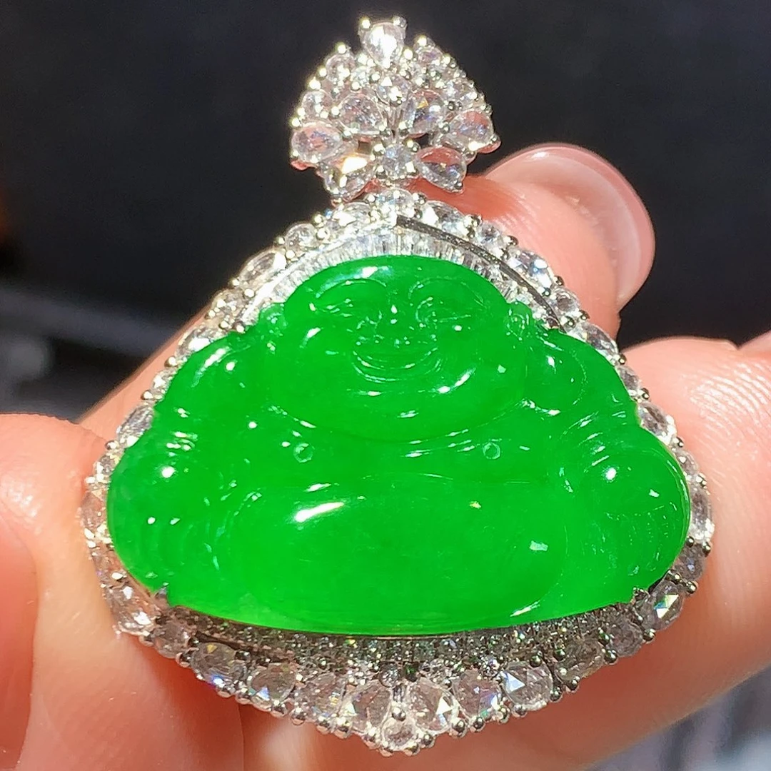 翡翠18K金镶嵌吊坠(不含链)