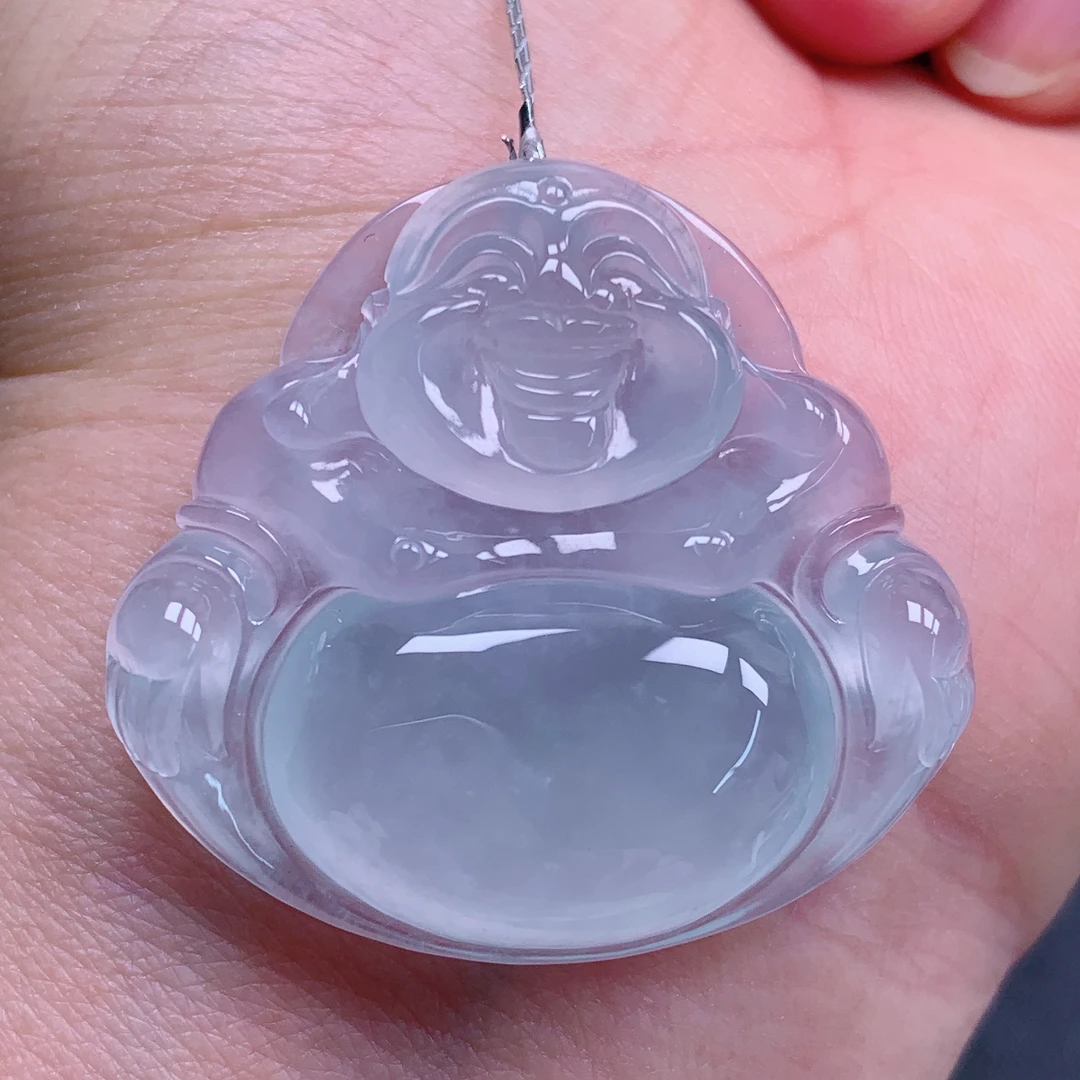 天然缅甸翡翠A货冰胶佛公气质精美尺寸35.8+33+7.3  463