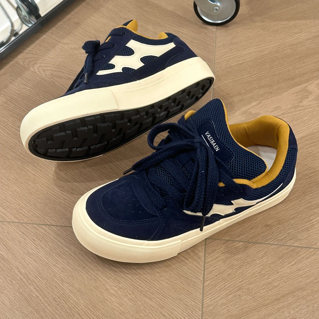 原创设计复古美式男鞋2025新款爆款男款鞋子小众厚底百搭休闲板鞋