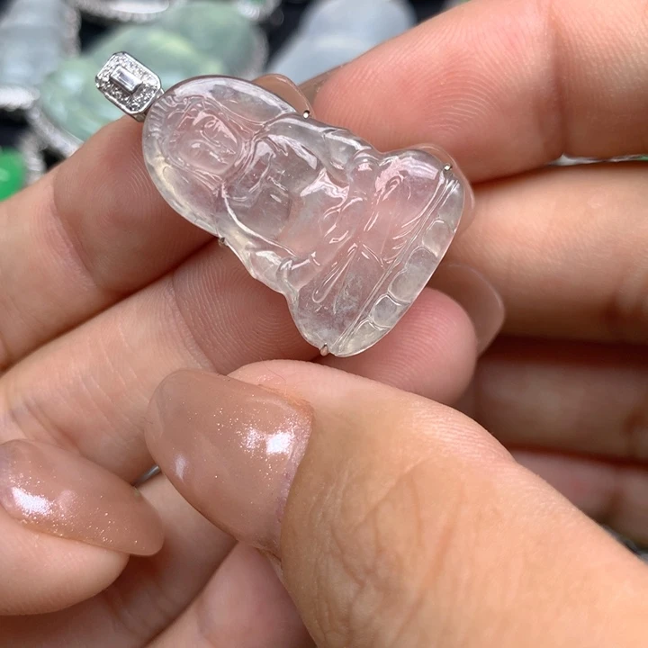 吊坠(不含链)18K金镶嵌翡翠