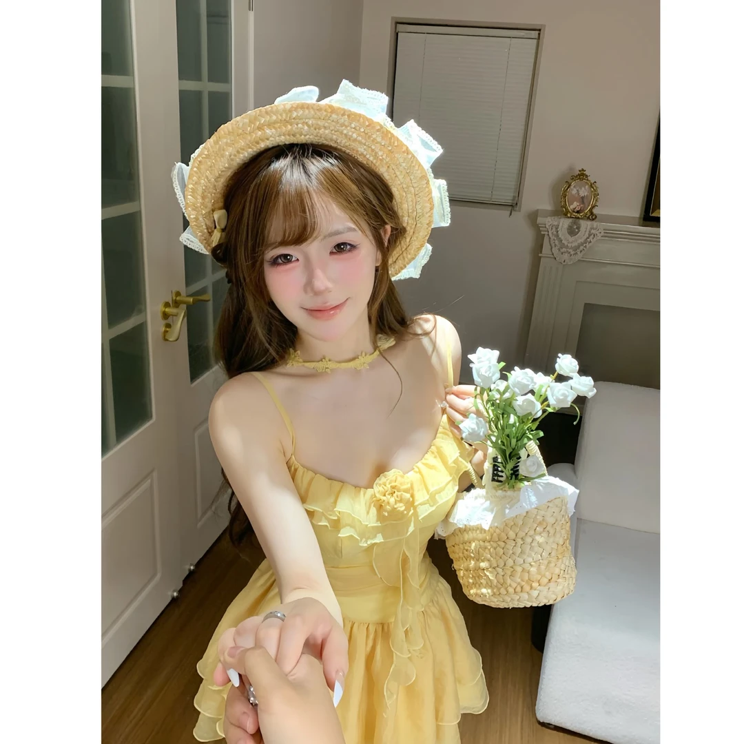 夏日玫瑰 夏季纯欲洋气度假海边情人节修身约会显瘦不规则连衣裙