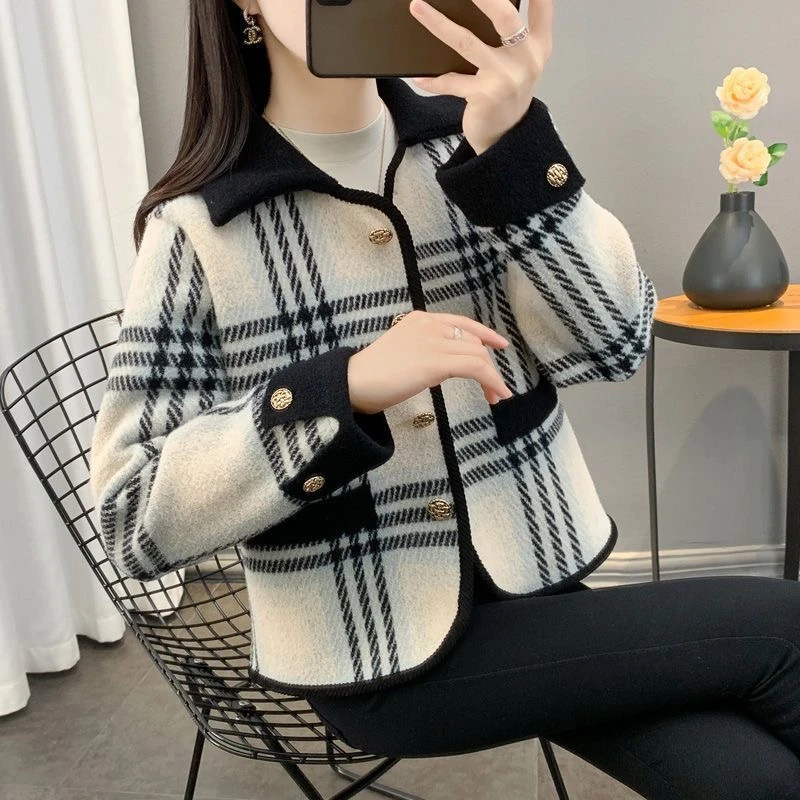 小香风短款外套女2025春秋新款洋气百搭时尚小个子针织开衫上衣女