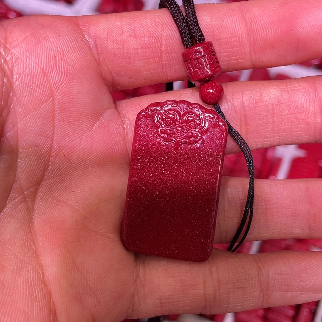 天然辰砂紫金砂貔貅无事牌小号
