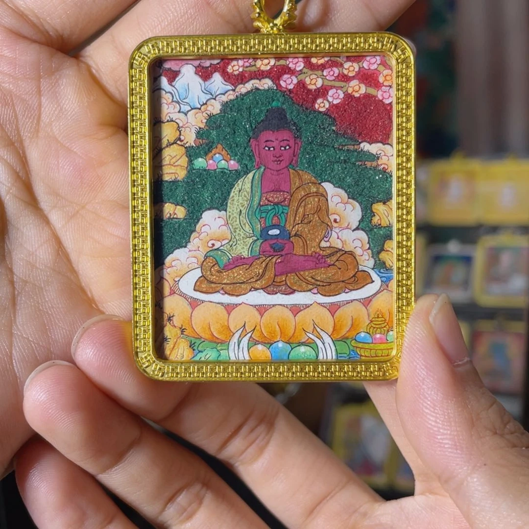 七*七阿弥陀佛纯手绘唐卡画心