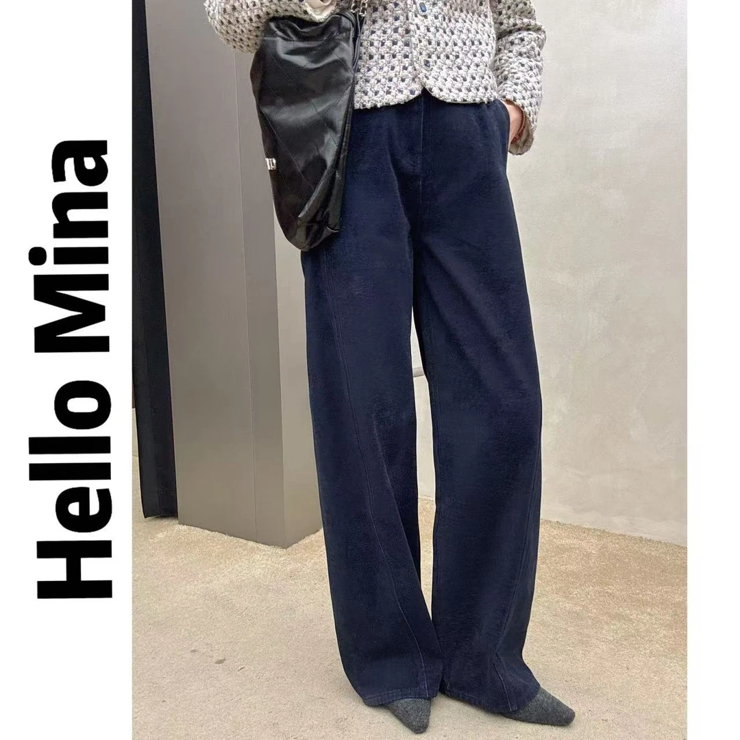 05628设计感复古拖地牛仔裤