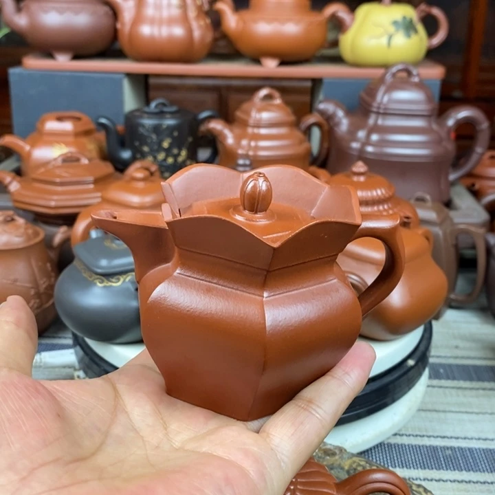 茶壶紫砂六方僧帽160cc原矿赵庄朱泥特价