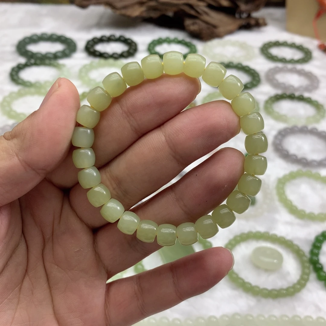 和田玉未镶嵌手串（直切黄口8）