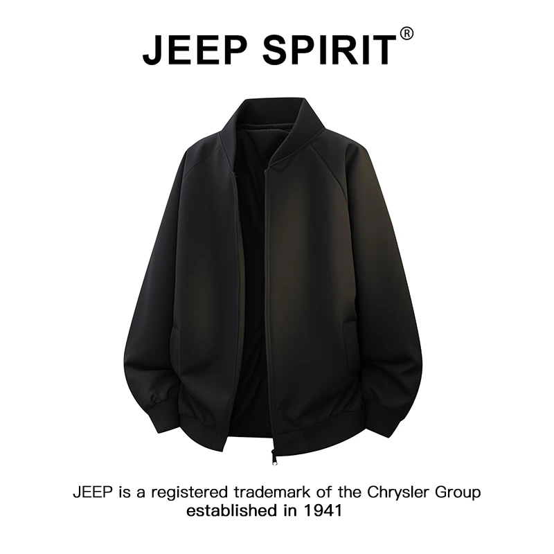 JEEPSPIRIT吉普棒球领棉服外套男士秋冬加棉加厚简约百搭休闲棉衣