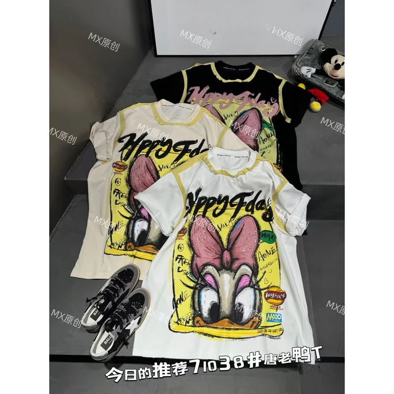 MX欧货2025春季新款大版宽松大版重工洋气怀旧短袖t恤上衣女71038