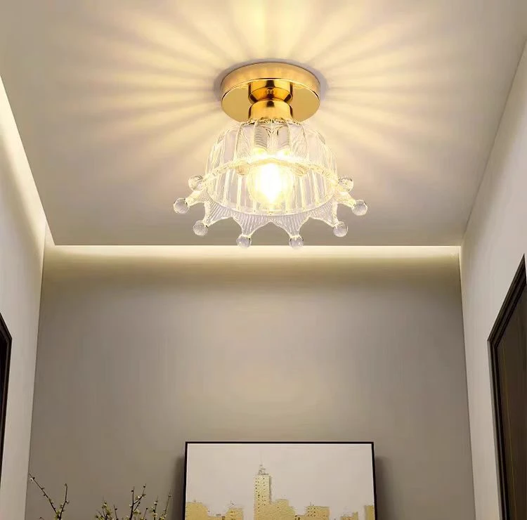 玄关过道明装暗装皇冠玻璃艺术过道灯