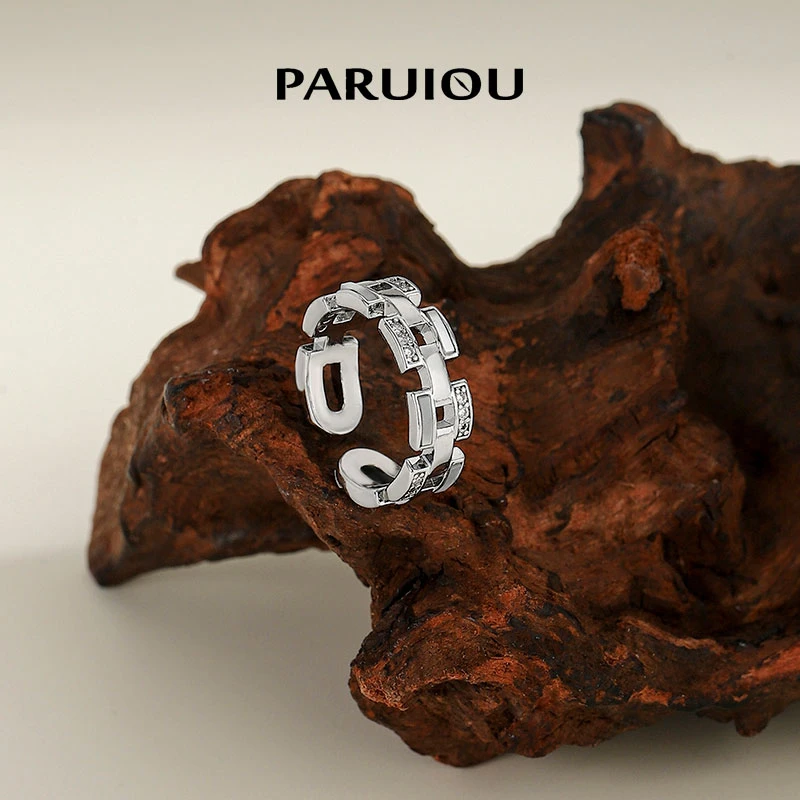 铜合金合成锆石戒指 【楚楚动人】轻奢高级感开口可调节戒指ins0072