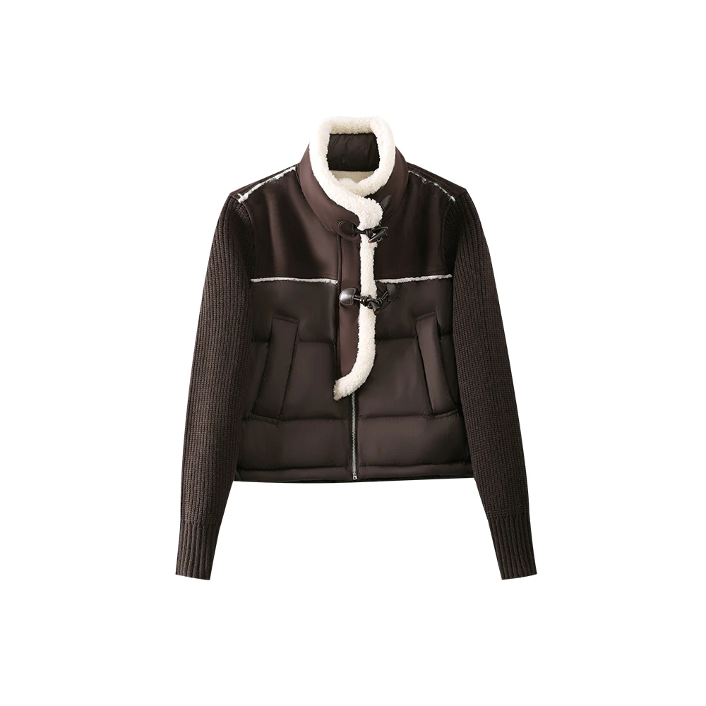 冬季时尚设计感气质拼接休闲羽绒外套7715