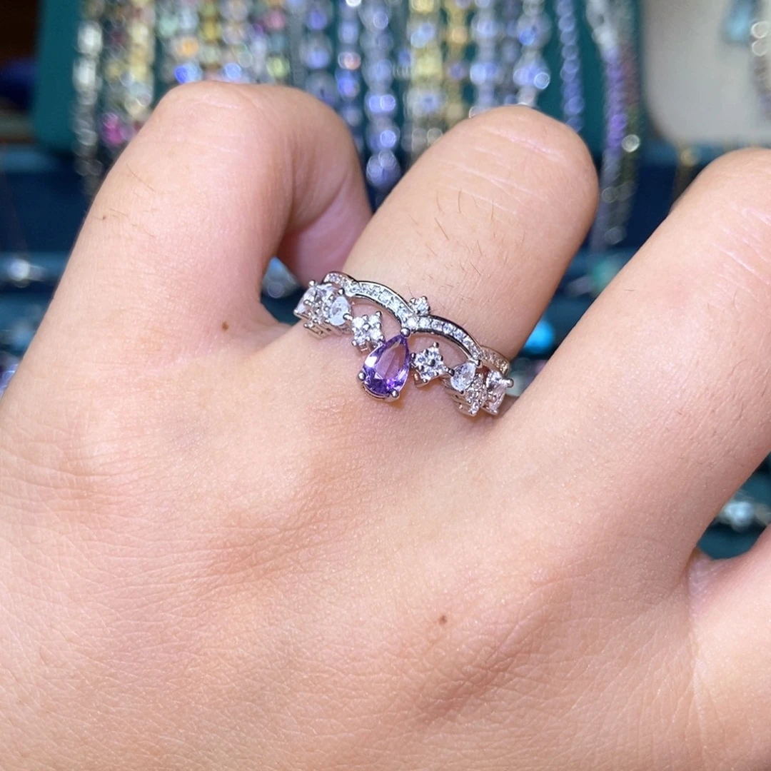 戒指紫晶银S925镶嵌