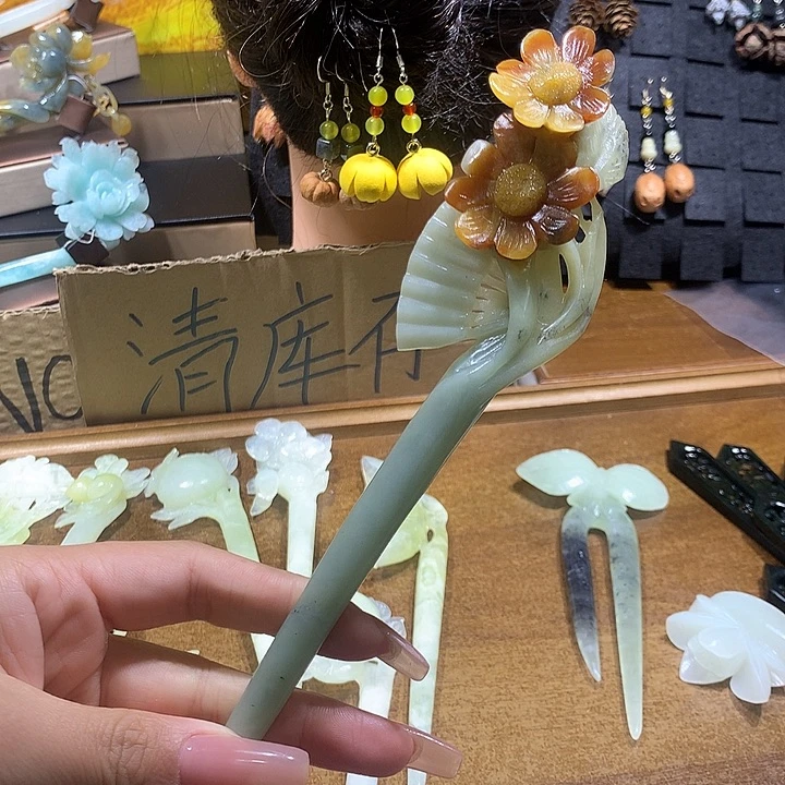 蛇纹石玉合金发饰