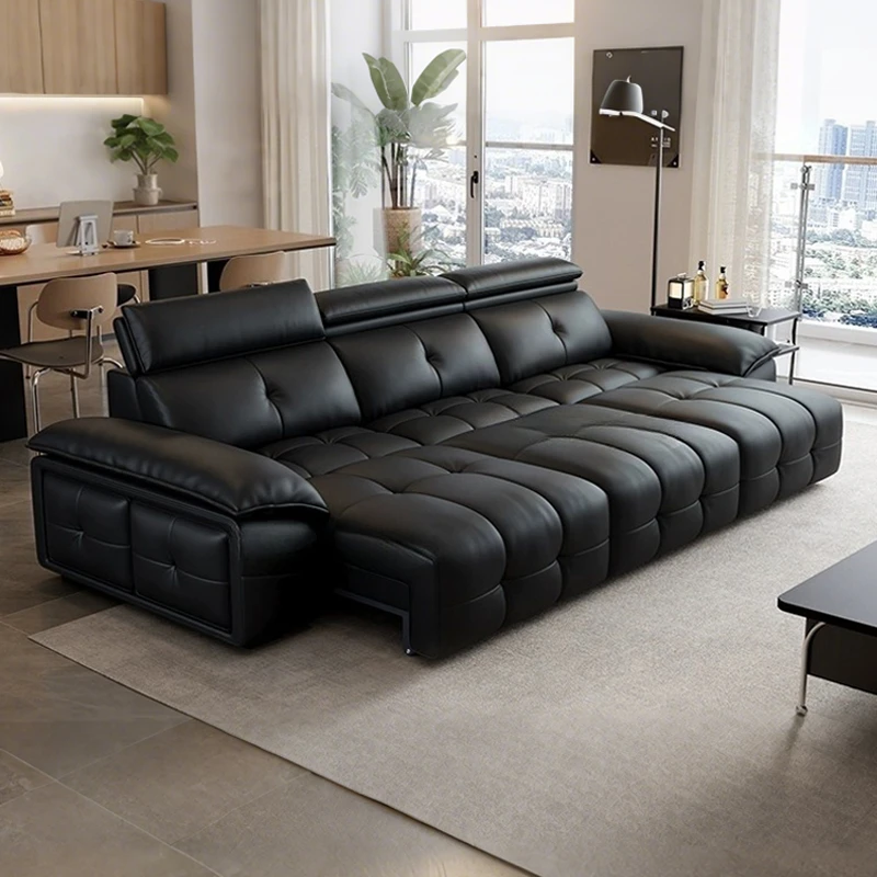 电动多人功能劳伦斯沙发真皮沙发床可伸缩家用客厅轻奢简约