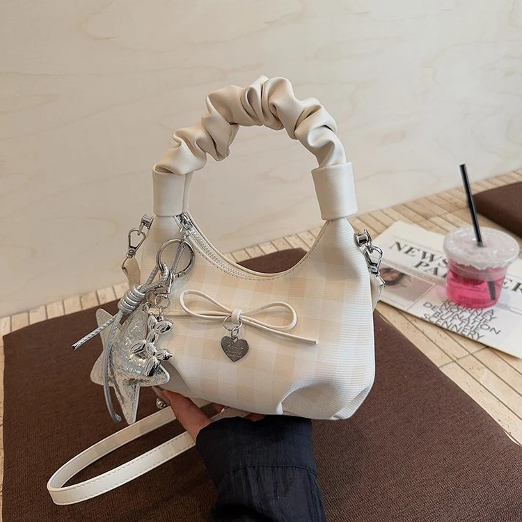 简约法式ins蝴蝶结腋下网红时尚单肩手提包夏季温柔少女心云朵包