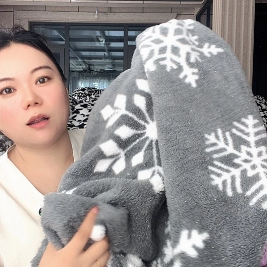 羊驼毛法兰绒灰色雪花羊羔200×230