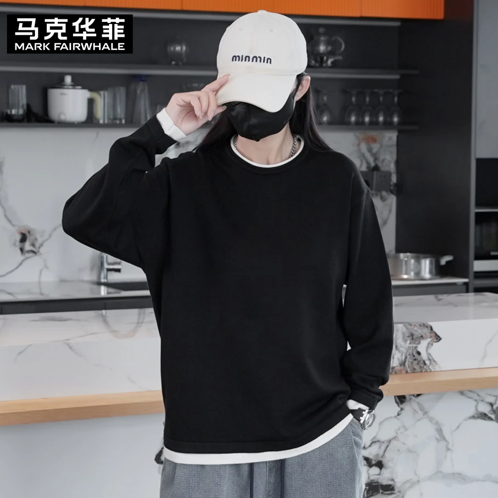 MARK FAIRWHALE/马克华菲新款上衣圆领时尚修身百搭打底针织衫