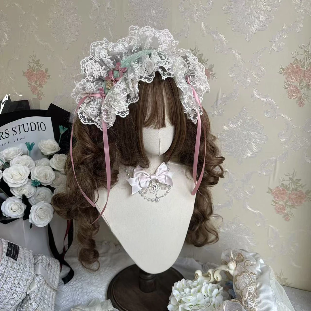 甜系Lolita~甜美蕾丝蝴蝶结发带少女心可爱芭蕾风搭织锦园发带