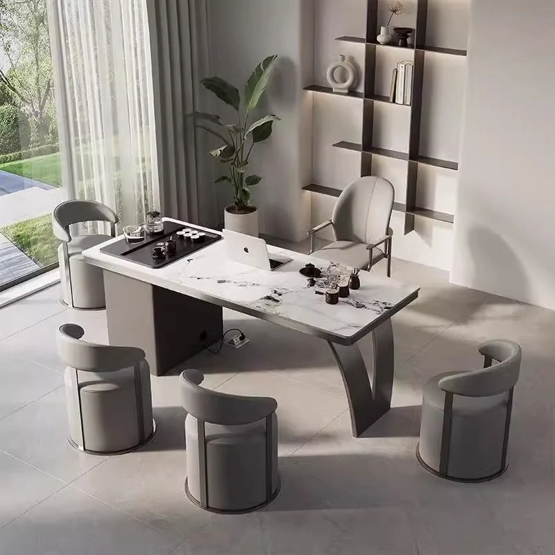 意式岩板茶台阳台茶桌家用小户型客厅办公室一体现代简约轻奢茶桌