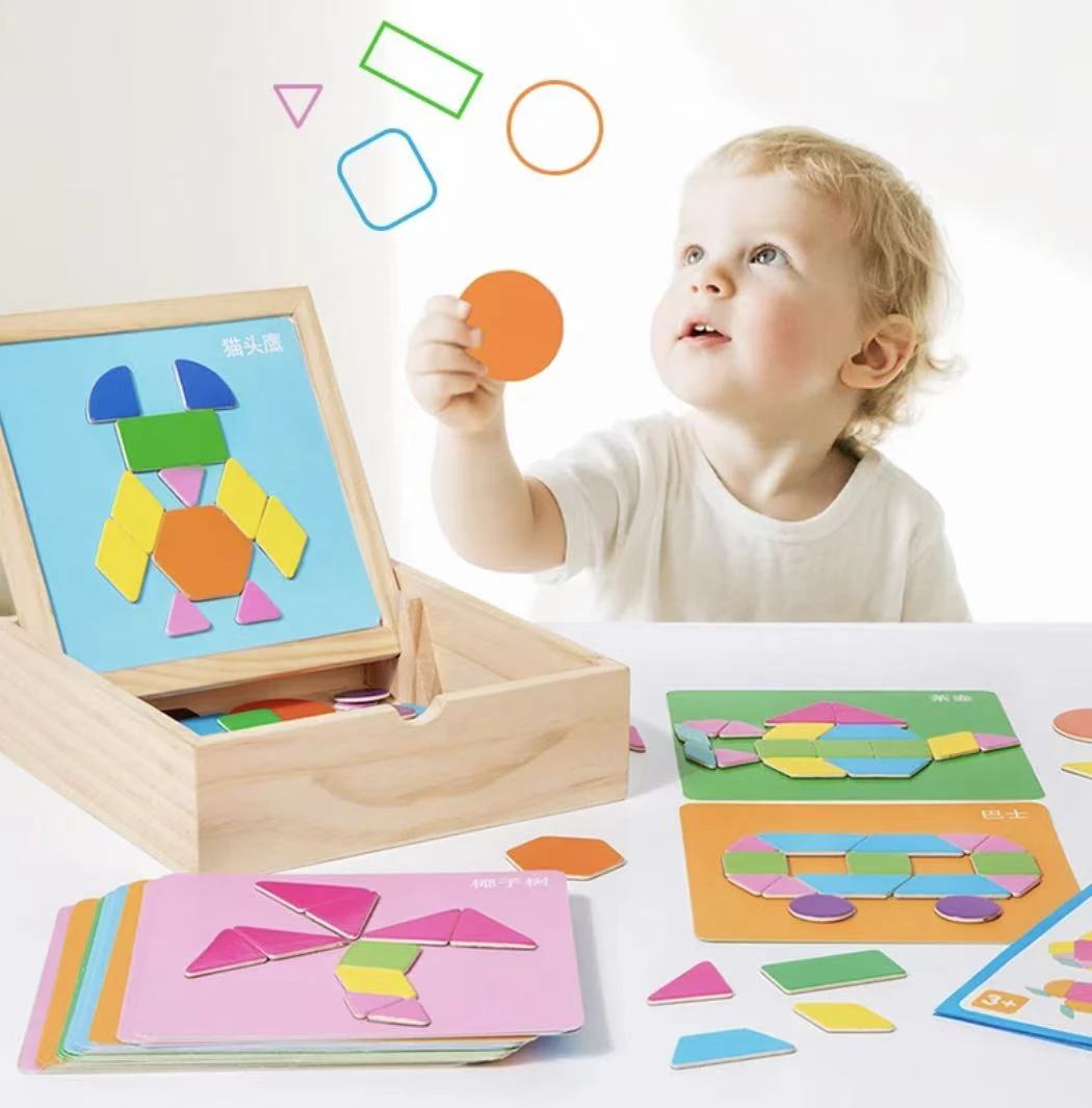 CH木质磁力拼图七巧板几何积木益智力早教玩具3-6岁儿童开发