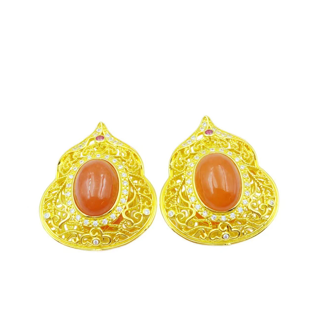 红翡翠复古镂空葫芦吊坠F849（赠链）赠包装合金（多样性发其一）