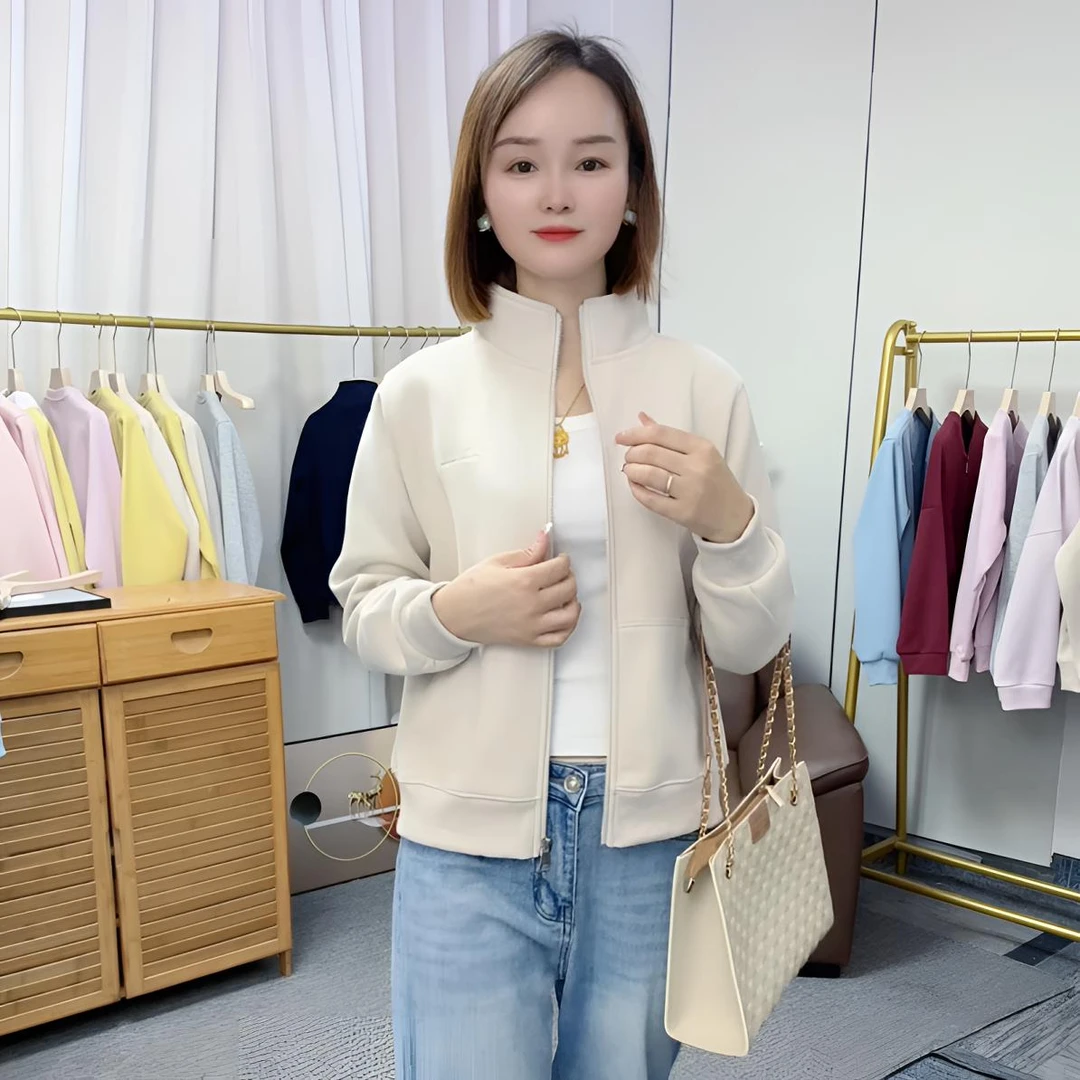 春款【断码清货】立领华棉翻领衫卫衣拉链外套休闲百搭运动上衣0092