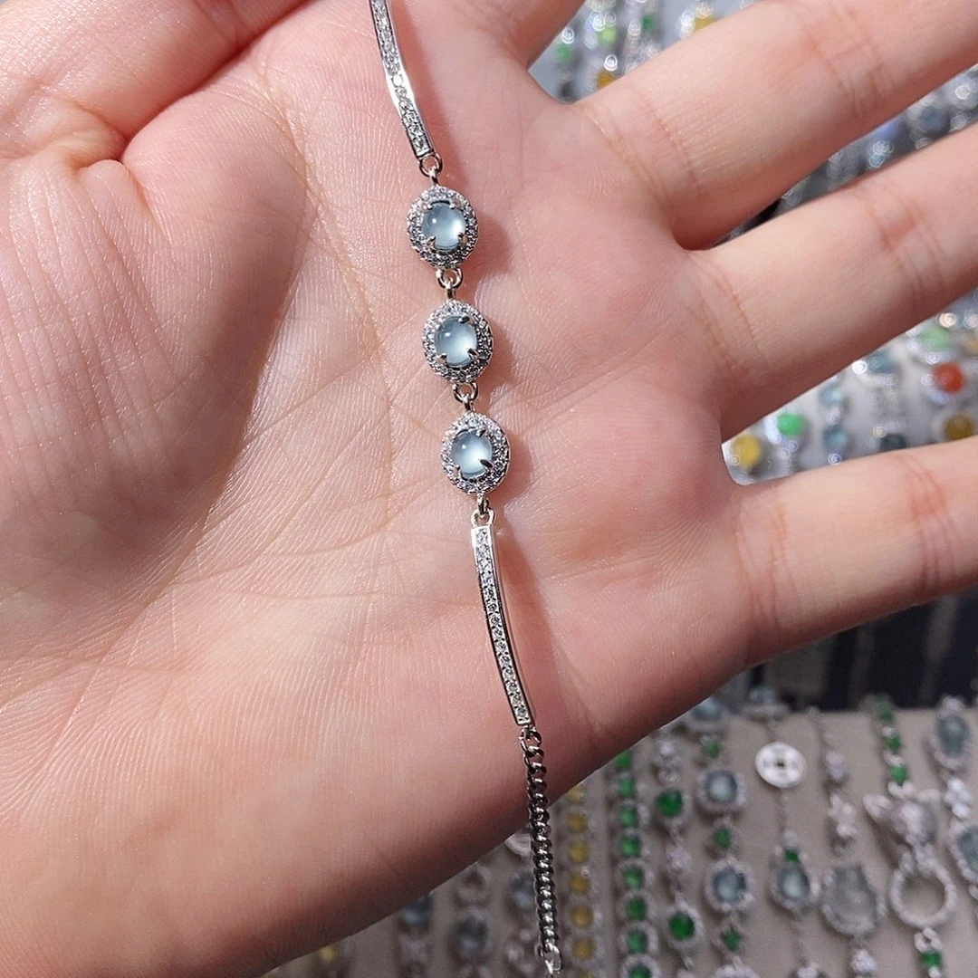 翡翠银S925镶嵌手链