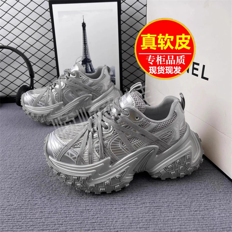 老爹鞋女2025春季新款圆头松糕厚底学生透气舒适休闲运动鞋潮女款