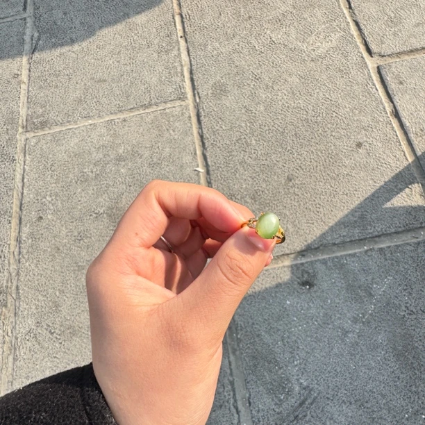 和田玉猫眼s925戒指