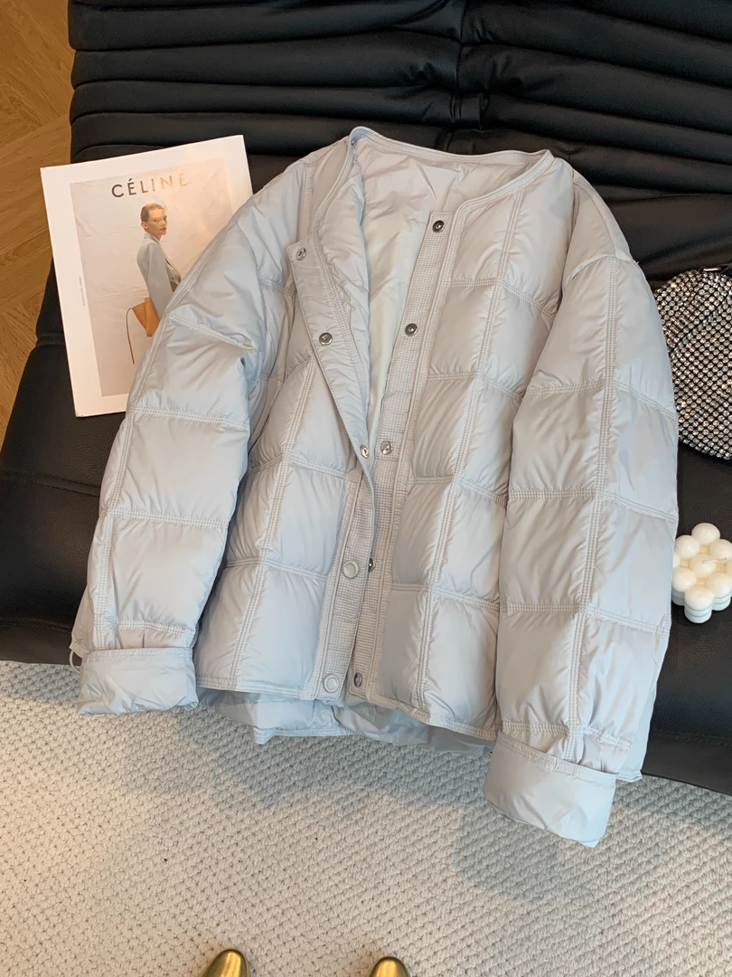 糖果色圆领棉衣女装冬季新款2025年设计感小个子轻薄气质棉服外套