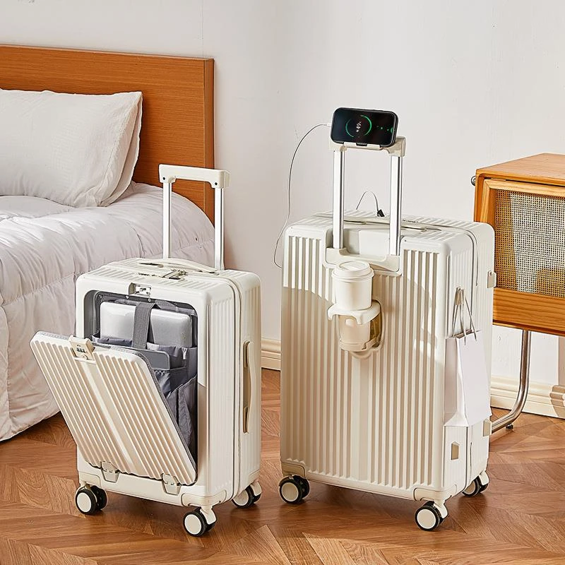 前置开口行李箱多功能女学生拉杆箱大容量20寸登机密码箱男旅行箱