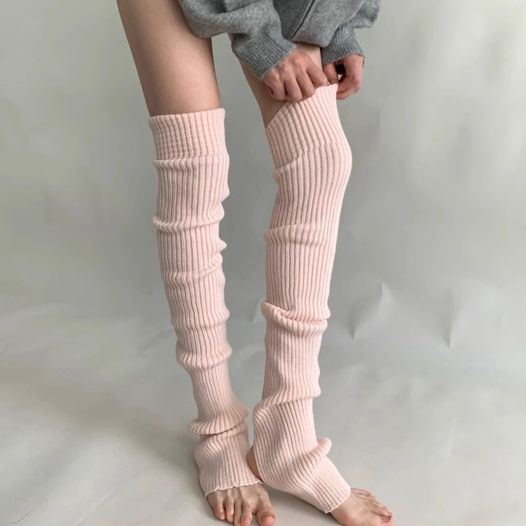 粉色堆堆袜子女72cm显瘦修饰腿型lulu袜套秋冬保暖踩脚长筒腿套