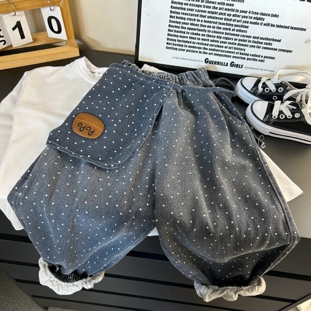 1042潮流时尚牛仔裤灯笼裤男女童春秋款