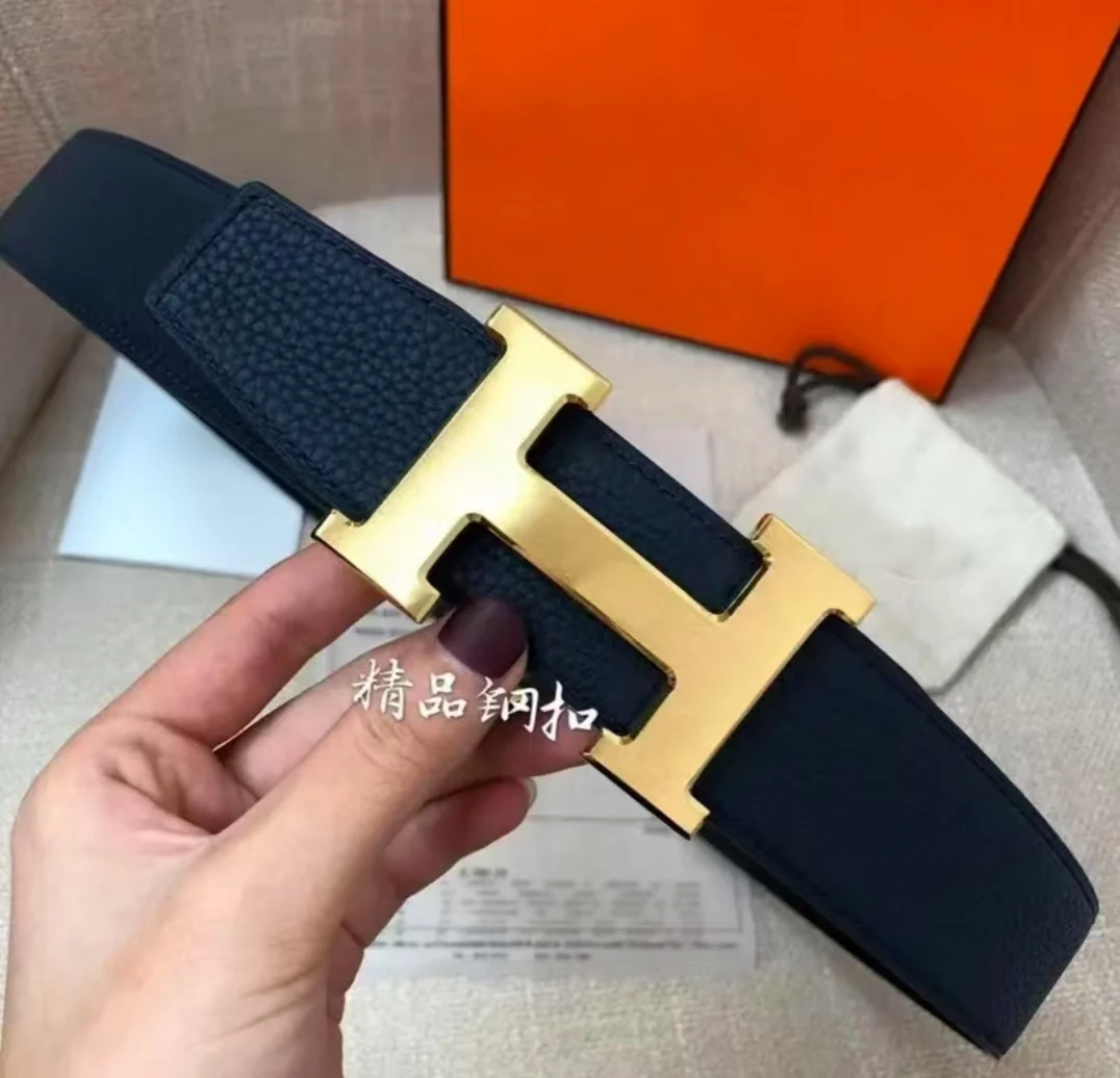 【真牛皮腰带】适用于爱马3.8男士平滑扣皮带时尚百搭柔软舒适真皮