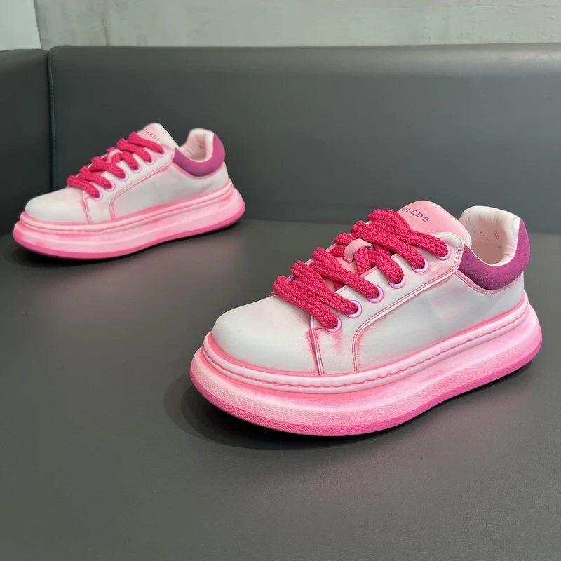 厚底做旧洋气秋季新款轻奢韩版网红爆款休闲鞋青春潮流时尚潮男鞋