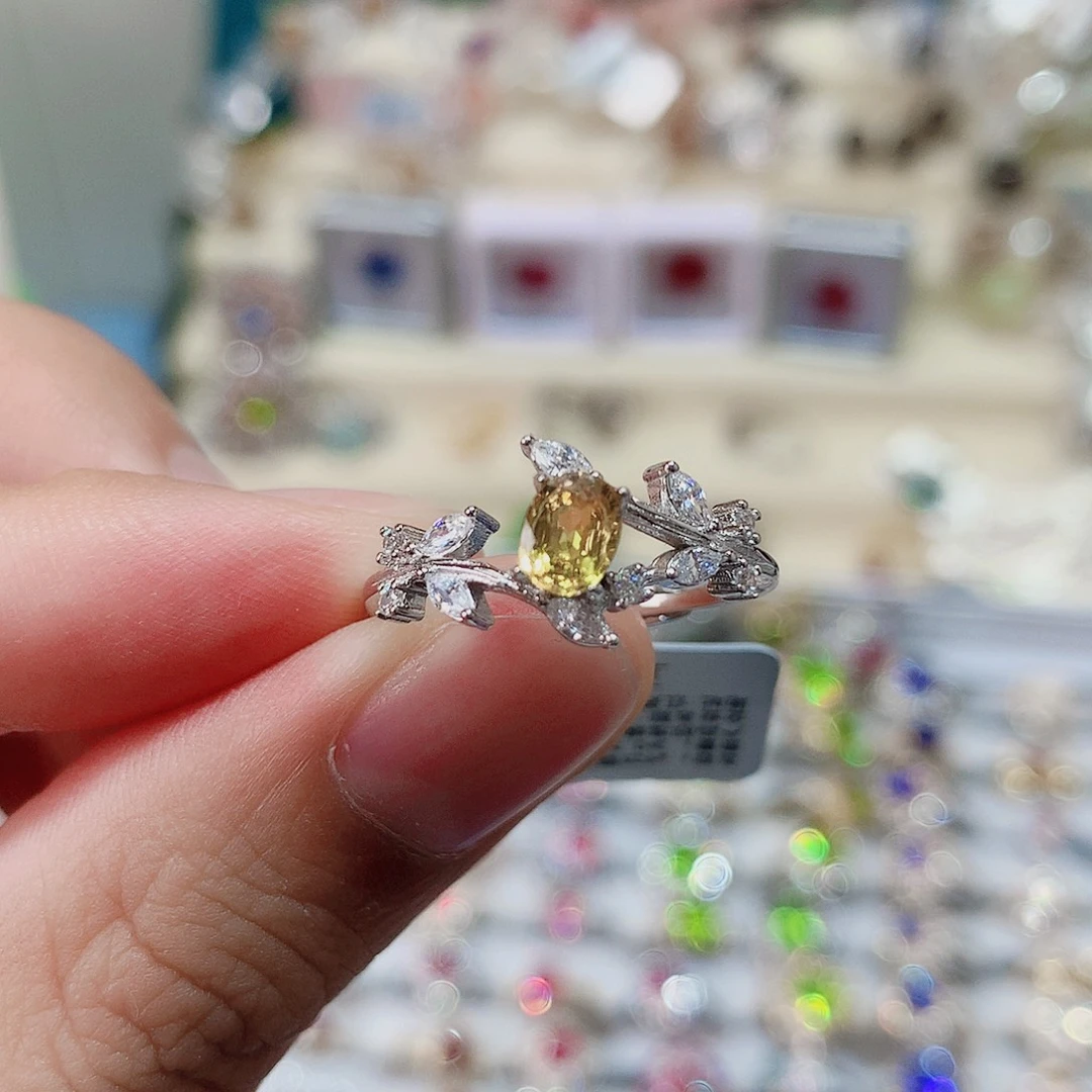 戒指戒指蓝宝石银S925镶嵌