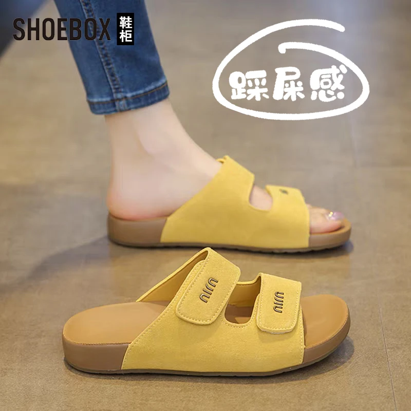 SHOEBOX鞋柜勃肯凉鞋女夏外穿2025新款配裙高级感时尚孕妇一字拖