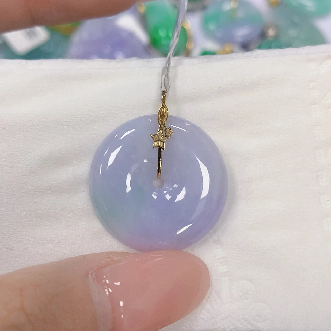 翡翠18K金镶嵌颈饰天然翡翠a货 百元以上9米证书费自理