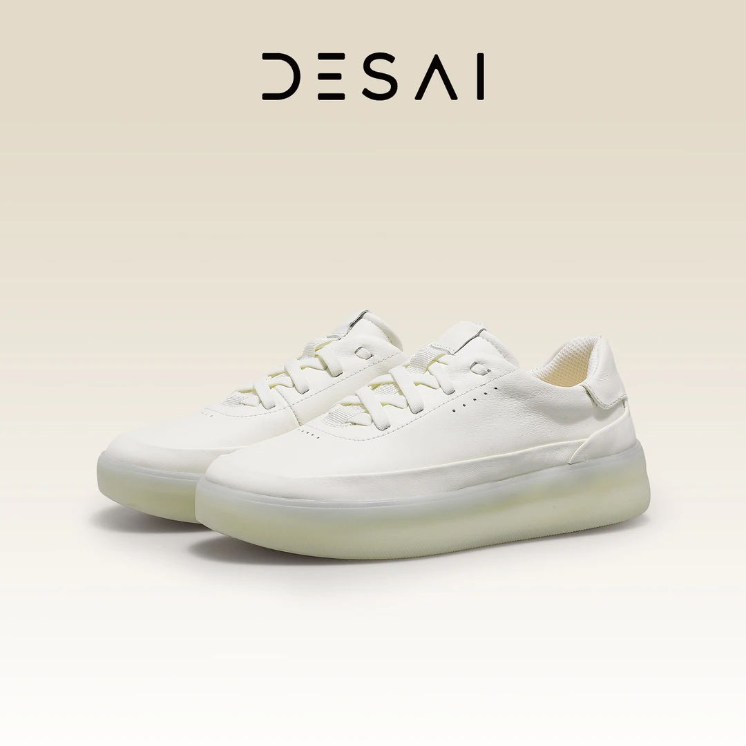 德赛女鞋【冬季新款】高端小白鞋百搭低帮舒适休闲鞋时尚保暖板鞋