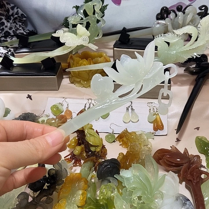 岫玉未镶嵌发簪发簪