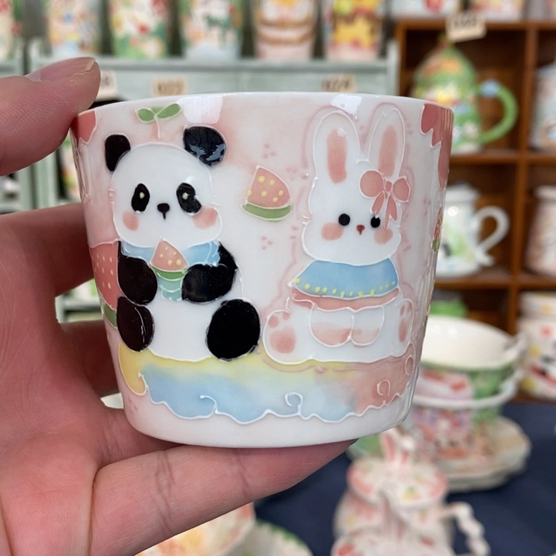 瓷片西瓜熊猫手握杯福利