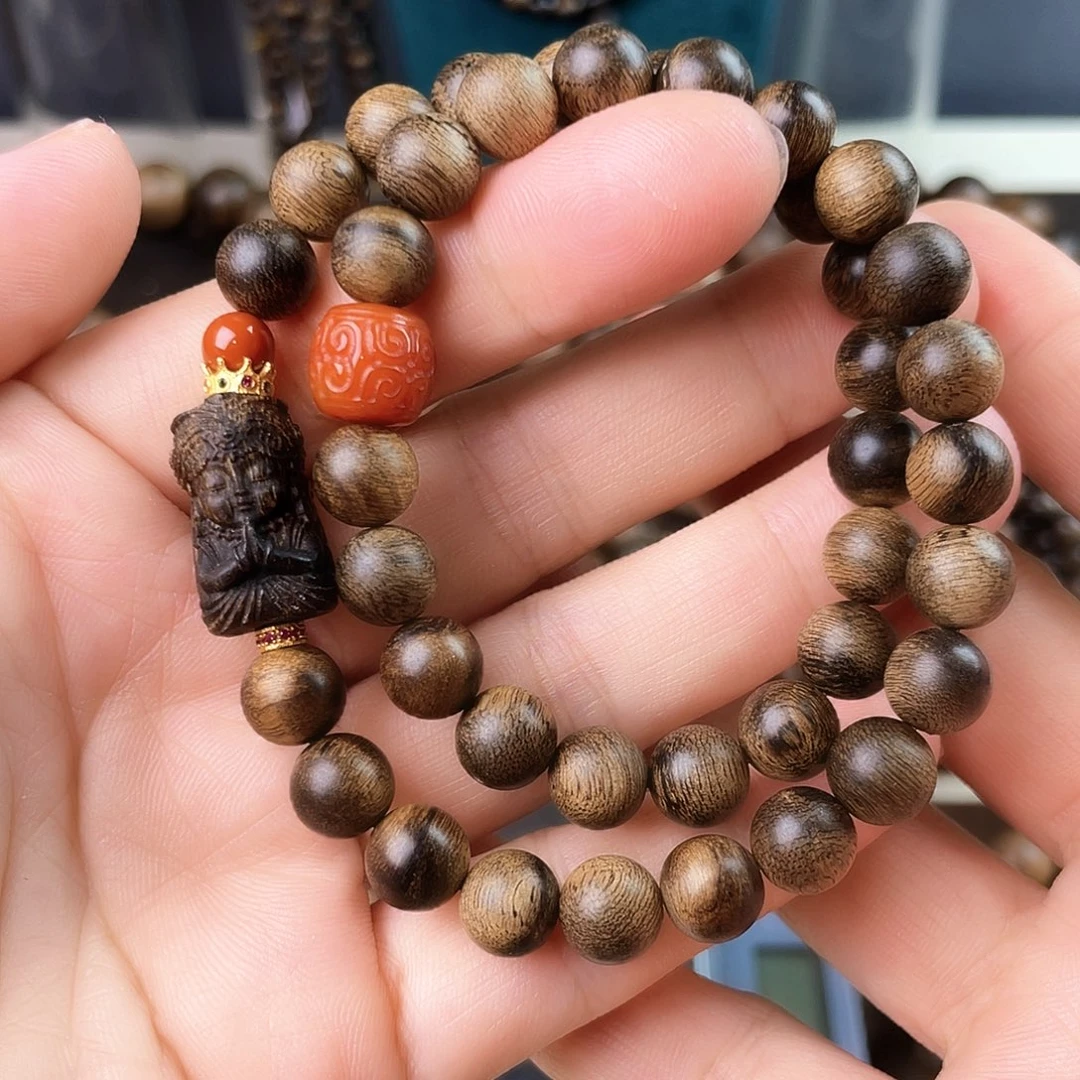 手串沉香越南芽庄老白棋玉化老料瘤疤0.8