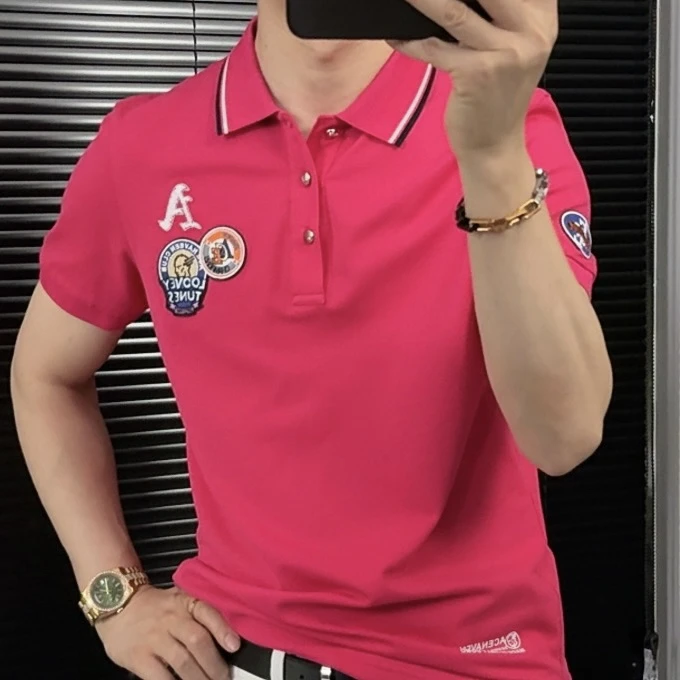 男士夏季新款潮流高品质时尚休闲百搭福利短袖运动透气半袖红色