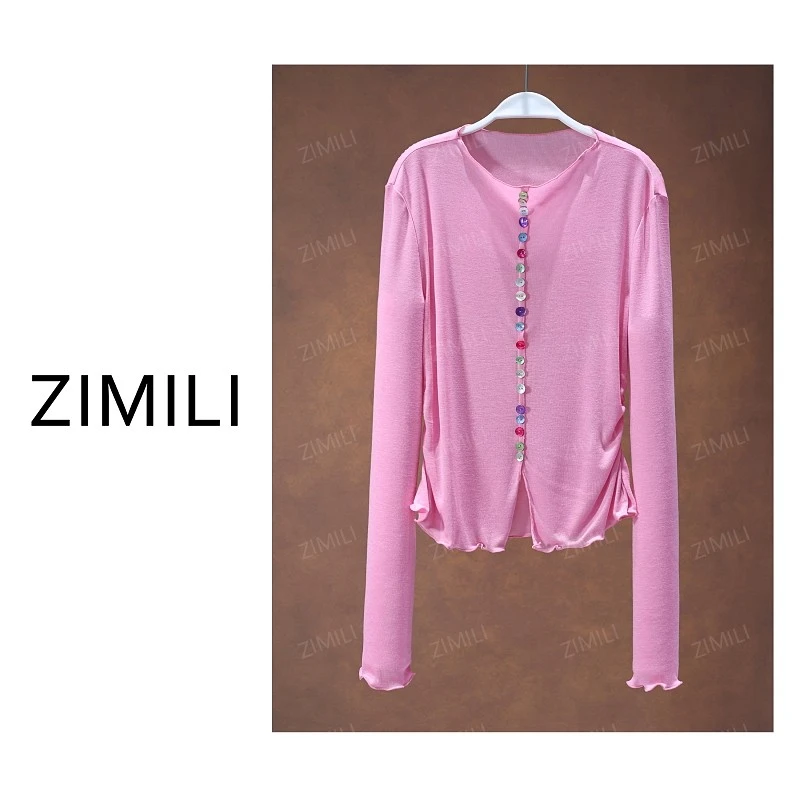 【亮哥女装】2025冬季加厚《琉璃系列》浅玫粉天丝羊毛上衣10115-A1