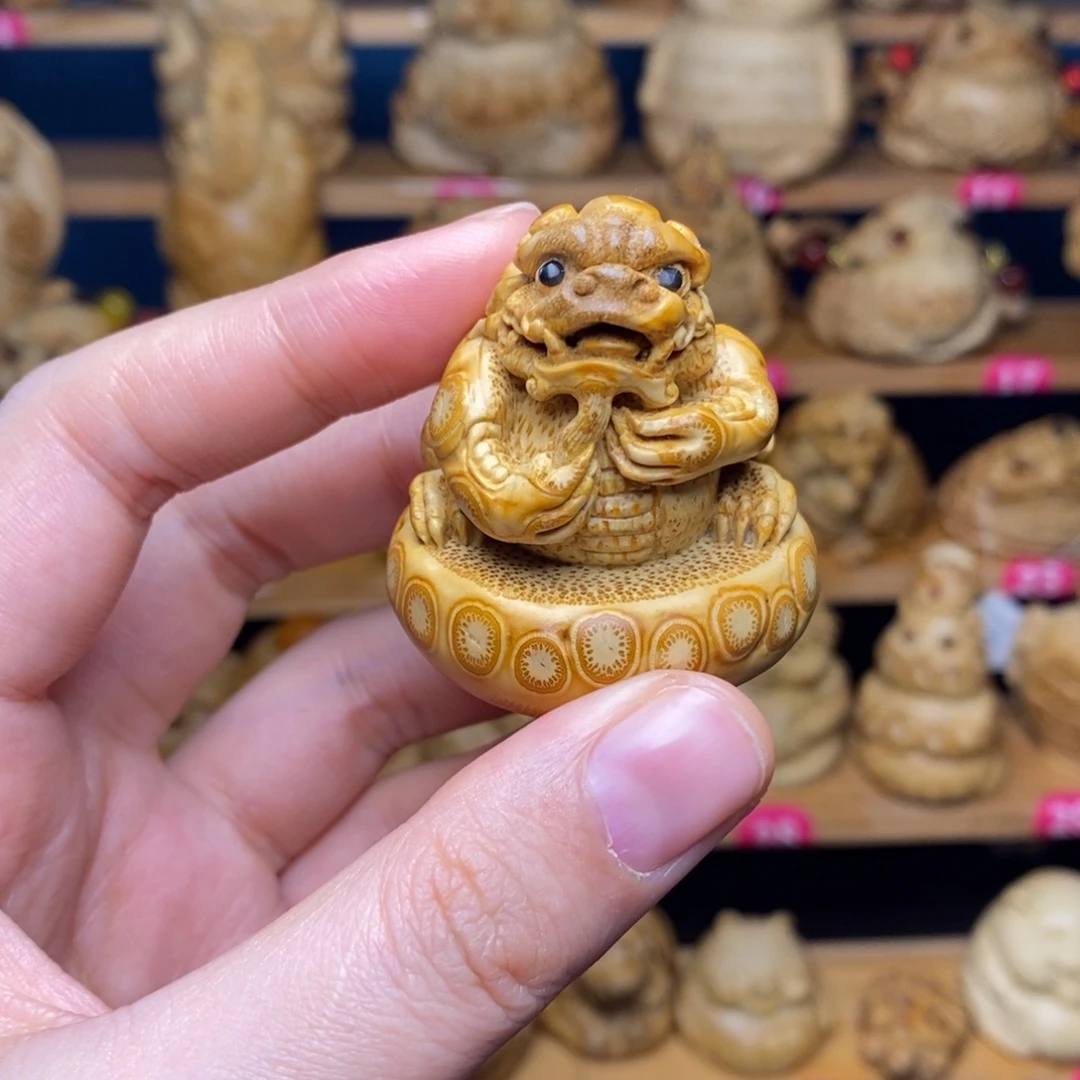 竹瑞兽竹雕手把件