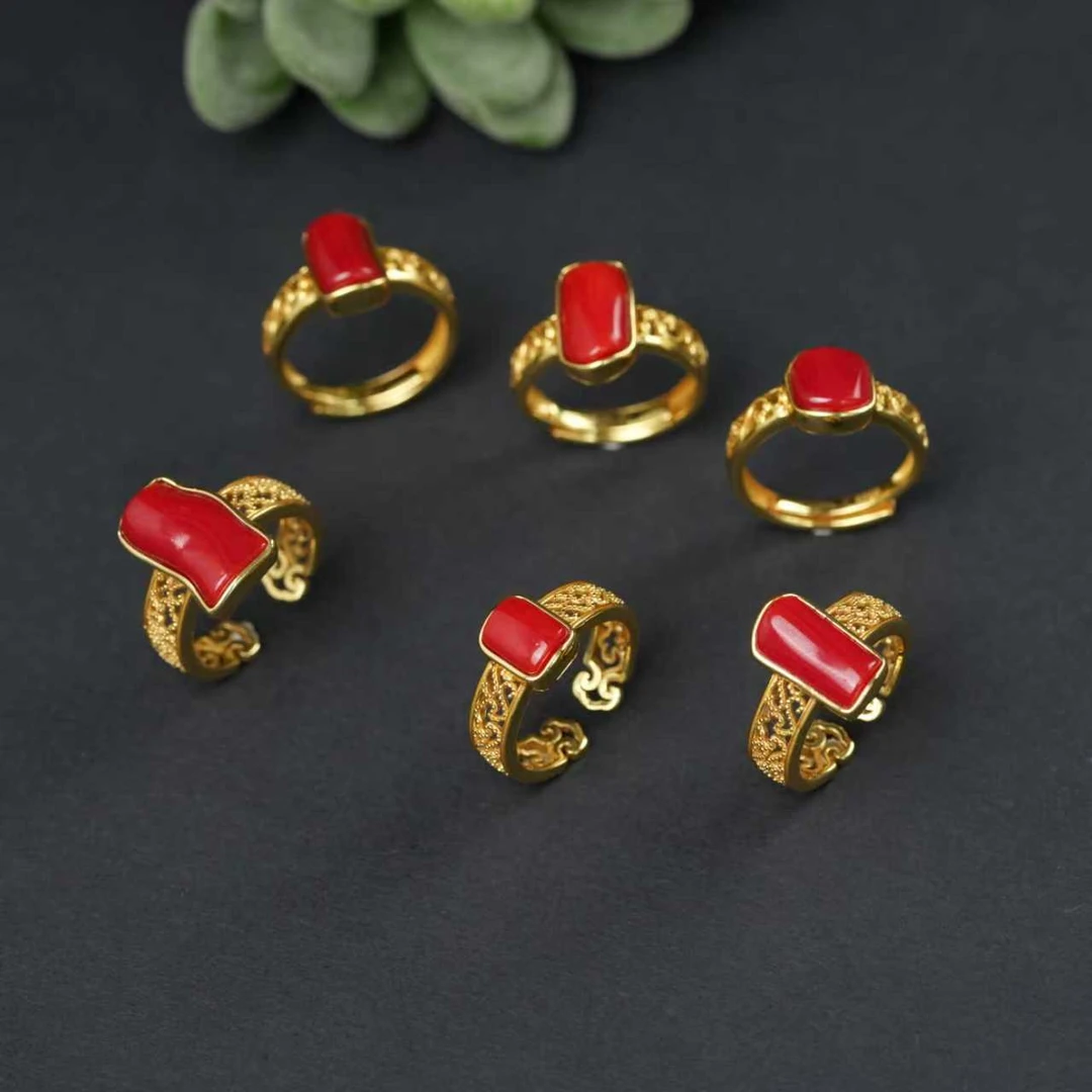 【央博玉专属】阿卡珊瑚随形戒指-D1040WH-多样性发一