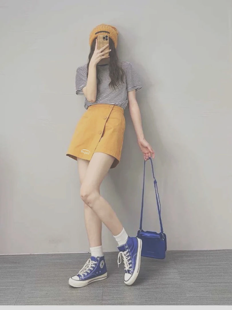 君君家-【幸禾】韩系新款包臀显瘦洋气百搭开叉字母半身裙-A